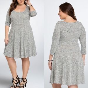 2X Torrid Gray Henley Knit Skater Dress